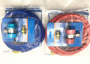 लाल और नीले रंग r134a सर्द नली ब्रास फिटिंग और चार्ज कप्लर्स के साथ