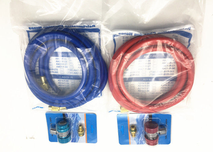 लाल और नीले रंग r134a सर्द नली ब्रास फिटिंग और चार्ज कप्लर्स के साथ